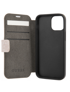 Guess PU Leather 4G Metal Logo Bokfodral för iPhone 15 Rosa