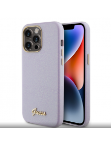 Guess PU Glitter helt inslaget fodral till iPhone 15 Pro Max Lilac