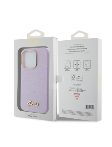 Guess PU Glitter helt inslaget fodral till iPhone 15 Pro Lilac