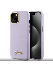 Guess PU Glitter helt inslaget fodral till iPhone 15 Lilac