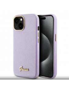 Guess PU Glitter helt inslaget fodral till iPhone 15 Lilac