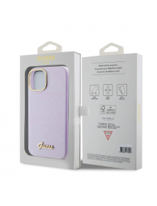 Guess PU Glitter helt inslaget fodral till iPhone 15 Lilac