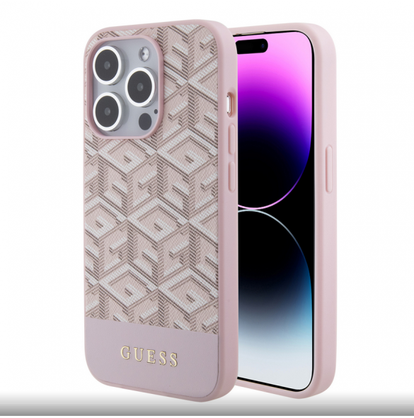 Guess PU G Cube MagSafe Fodral till iPhone 15 Pro Pink