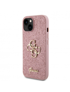 Guess PU Fixed Glitter 4G metalllogofodral för iPhone 13 Rosa