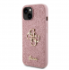Guess PU Fixed Glitter 4G metalllogofodral för iPhone 13 Rosa