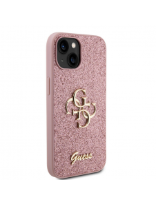 Guess PU Fixed Glitter 4G metalllogofodral för iPhone 13 Rosa