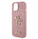 Guess PU Fixed Glitter 4G metalllogofodral för iPhone 13 Rosa