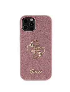 Guess PU Fixed Glitter 4G metalllogofodral för iPhone 12/12 Pro Pink