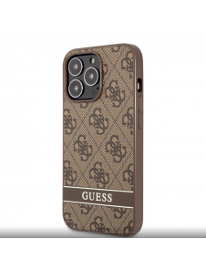 Guess PU 4G Stripe-fodral till iPhone 13 Pro Brown