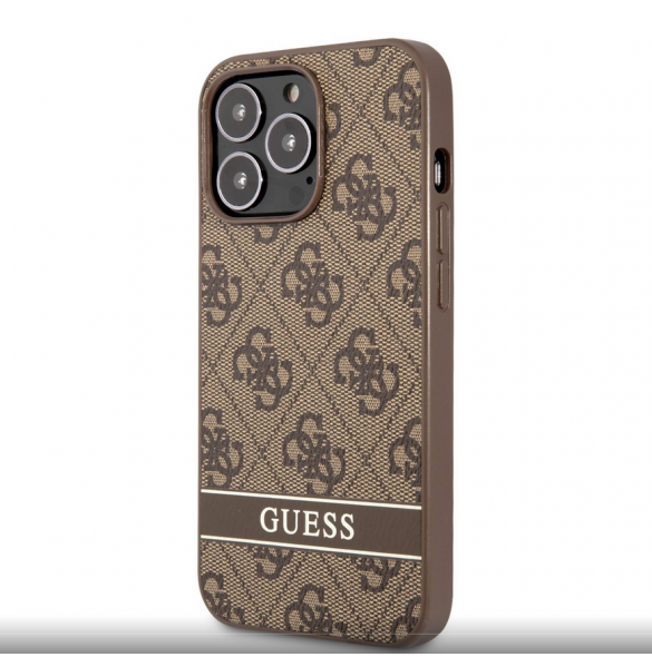Guess PU 4G Stripe-fodral till iPhone 13 Pro Brown