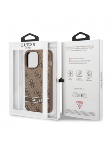 Guess PU 4G Stripe-fodral till iPhone 13 Pro Brown