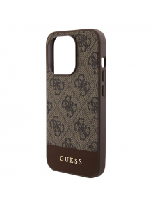 Guess PU 4G Stripe MagSafe-fodral till iPhone 15 Pro Max Brun