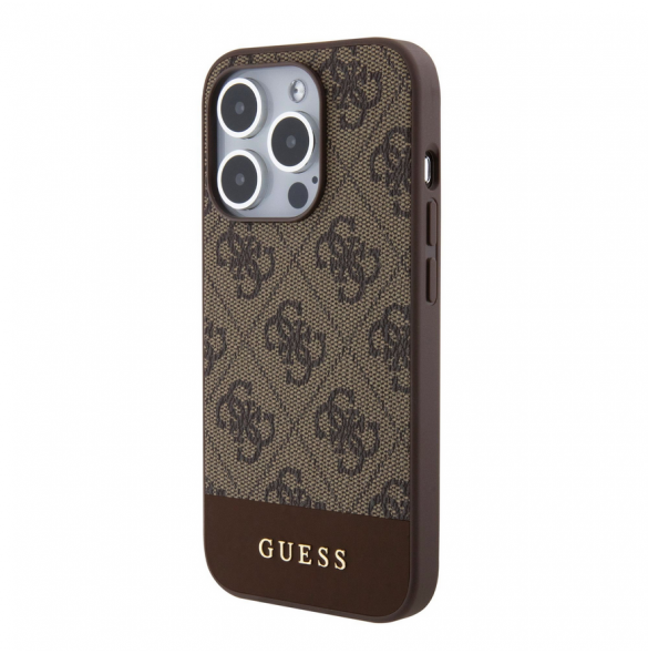 Guess PU 4G Stripe MagSafe Fodral för iPhone 15 Pro Brown