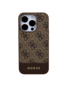 Guess PU 4G Stripe MagSafe Fodral för iPhone 15 Pro Brown