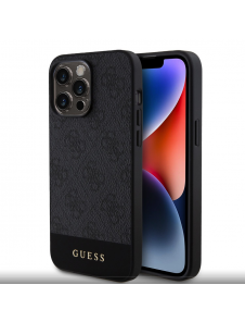 Guess PU 4G Stripe MagSafe Fodral för iPhone 15 Pro Svart