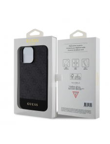 Guess PU 4G Stripe MagSafe Fodral för iPhone 15 Pro Svart