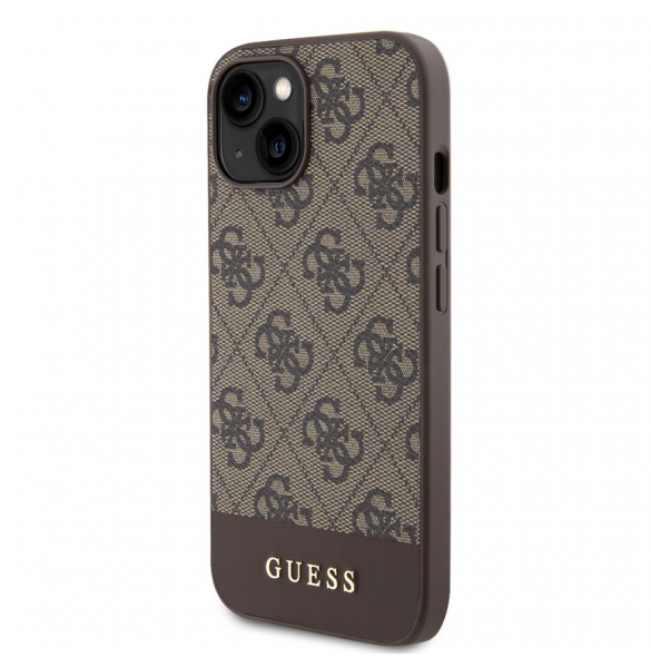 Guess PU 4G Stripe MagSafe Fodral till iPhone 15 Brun