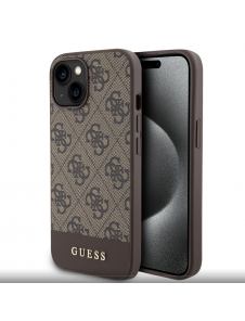 Guess PU 4G Stripe MagSafe Fodral till iPhone 15 Brun