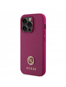 Guess PU 4G Strass metalllogofodral för iPhone 15 Pro Pink
