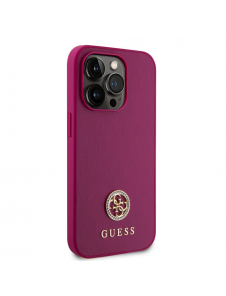 Guess PU 4G Strass metalllogofodral för iPhone 15 Pro Pink