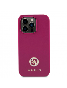 Guess PU 4G Strass metalllogofodral för iPhone 15 Pro Max Rosa