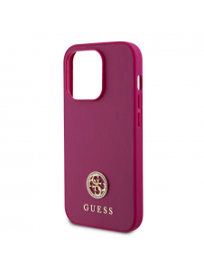 Guess PU 4G Strass metalllogofodral för iPhone 15 Pro Max Rosa
