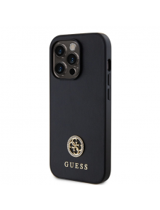 Guess PU 4G Strass metalllogofodral för iPhone 15 Pro Max Svart