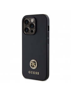 Guess PU 4G Strass metalllogofodral för iPhone 15 Pro Max Svart