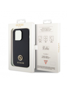 Guess PU 4G Strass metalllogofodral för iPhone 15 Pro Max Svart