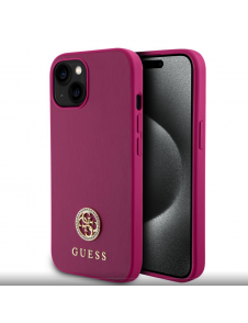 Guess PU 4G Strass metalllogofodral för iPhone 15 Rosa