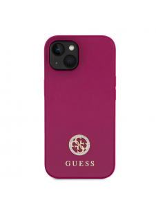 Guess PU 4G Strass metalllogofodral för iPhone 15 Rosa
