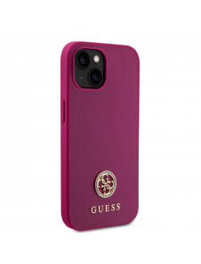 Guess PU 4G Strass metalllogofodral för iPhone 15 Rosa