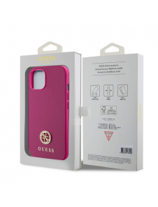 Guess PU 4G Strass metalllogofodral för iPhone 15 Rosa