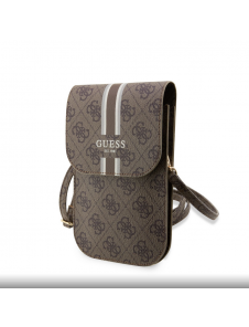 Guess PU 4G Printed Stripes Telefonväska Brun