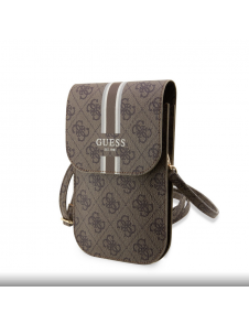 Guess PU 4G Printed Stripes Telefonväska Brun