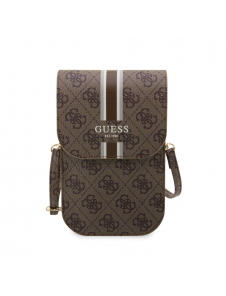 Guess PU 4G Printed Stripes Telefonväska Brun