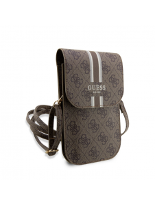 Guess PU 4G Printed Stripes Telefonväska Brun