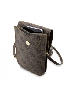 Guess PU 4G Printed Stripes Telefonväska Brun