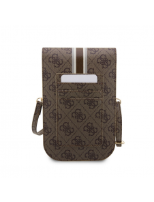 Guess PU 4G Printed Stripes Telefonväska Brun