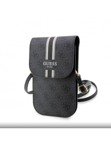 Guess PU 4G Printed Stripes Telefonväska Svart