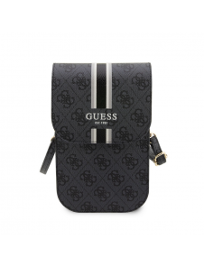 Guess PU 4G Printed Stripes Telefonväska Svart
