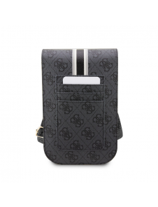 Guess PU 4G Printed Stripes Telefonväska Svart