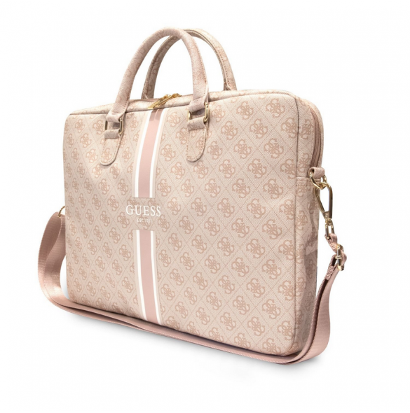 Guess PU 4G Printed Stripes datorväska 15/16" Rosa