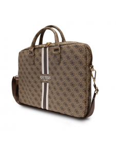 Guess PU 4G Printed Stripes datorväska 15/16" Brun