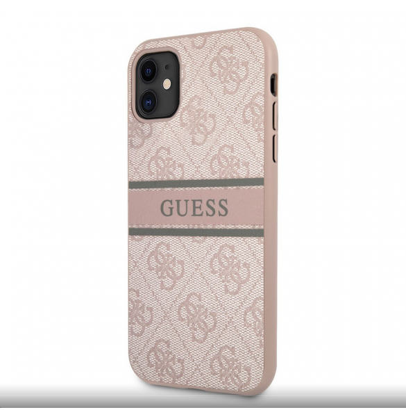 Guess PU 4G Printed Stripe Fodral till iPhone 11 Rosa