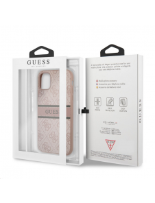 Guess PU 4G Printed Stripe Fodral till iPhone 11 Rosa