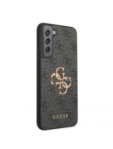 Guess PU 4G metalllogofodral för Samsung Galaxy S23+ Grå