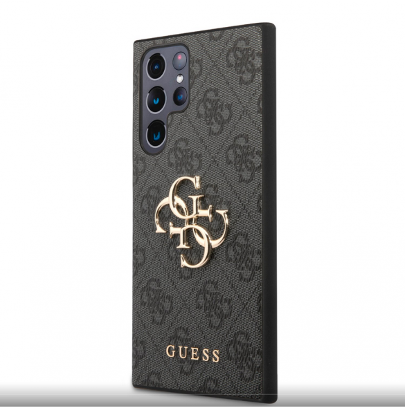 Guess PU 4G metalllogofodral till Samsung Galaxy S23 Ultra Grey