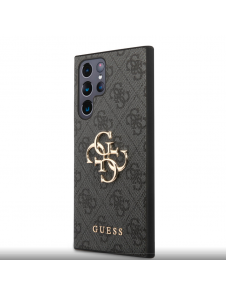 Guess PU 4G metalllogofodral till Samsung Galaxy S23 Ultra Grey