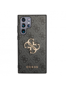 Guess PU 4G metalllogofodral till Samsung Galaxy S23 Ultra Grey
